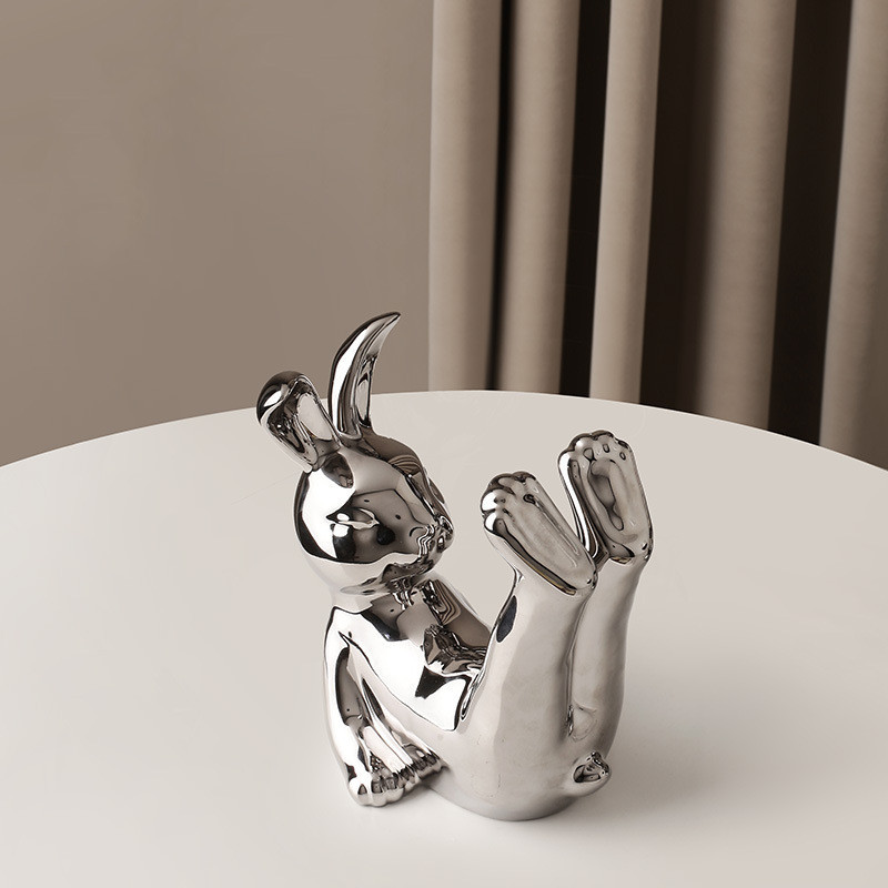 Nordic Light Luxury Cute Rabbit Wine Rack Set Wine Cabinet Decoration Decoration Table Creative Ceramic Wine Glass Holder Decoration - Image 3