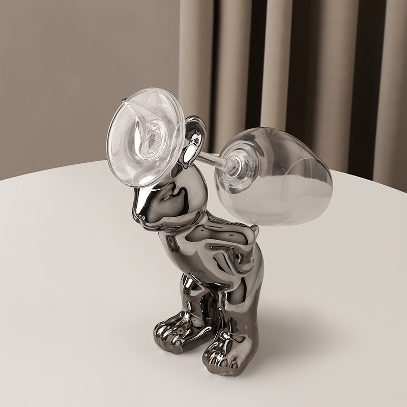 Nordic Light Luxury Cute Rabbit Wine Rack Set Wine Cabinet Decoration Decoration Table Creative Ceramic Wine Glass Holder Decoration - Image 2